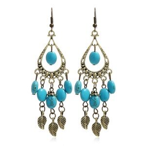 Vintage Boho Turquoise Dangle Earrings